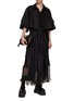 Figure View - Click To Enlarge - SACAI - Sheer Panelled Chalk Stripe Maxi Skirt