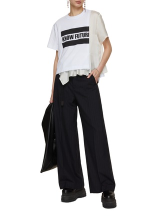 Figure View - Click To Enlarge - SACAI - Chalk Stripe Wide Leg Tailored Pants
