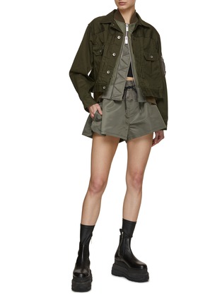 Figure View - Click To Enlarge - SACAI - Nylon Zip Pocket Sleeve Denim Jacket