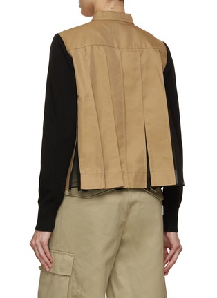 Back View - Click To Enlarge - SACAI - Hybrid Pleated Back Knit Cardigan