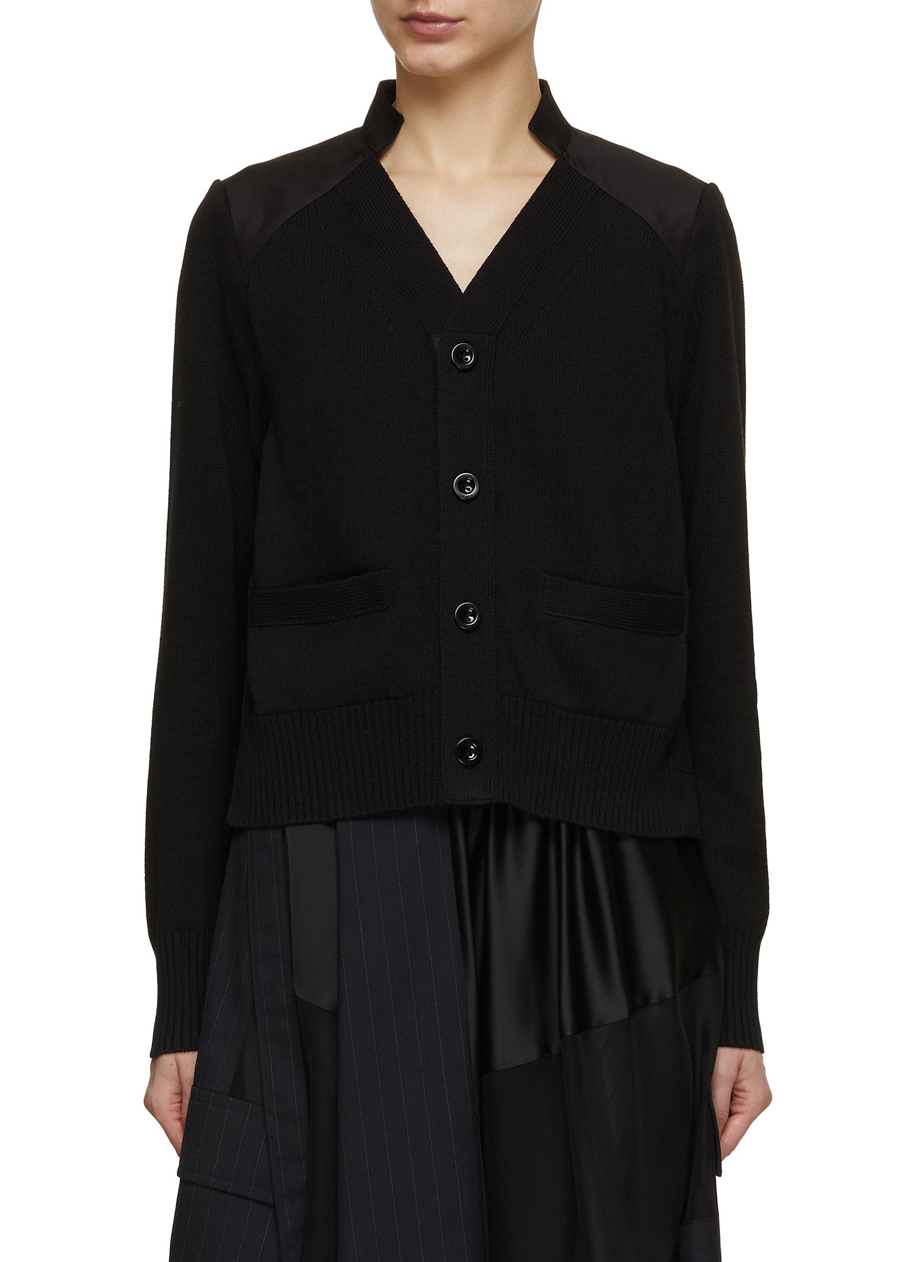 SACAI | Hybrid Pleated Back Knit Cardigan | Women | Lane Crawford