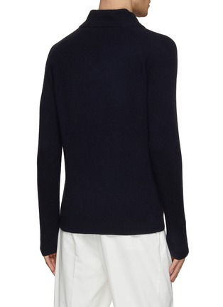 Back View - Click To Enlarge - DREYDEN - Zig Zag Collar V-Neck Ribbed Sweater