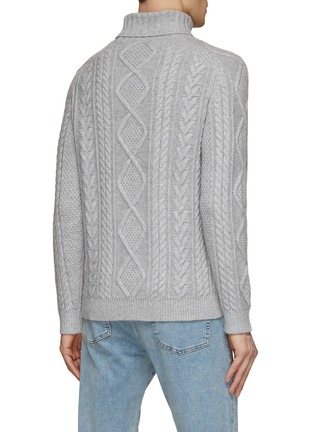 Back View - Click To Enlarge - DREYDEN - Turtleneck Cable Knit Sweater