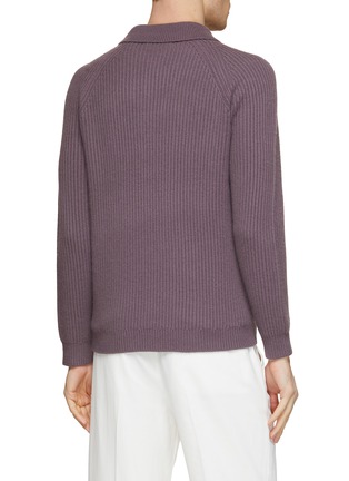 Back View - Click To Enlarge - DREYDEN - Long Sleeve Ribbed Polo Sweater