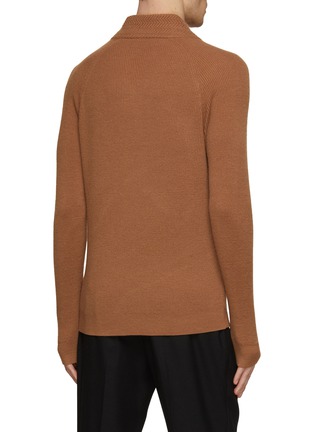 Back View - Click To Enlarge - DREYDEN - Zig Zag Collar V-Neck Ribbed Sweater