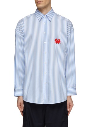 Main View - Click To Enlarge - JOSHUA’S - Crab Embroidered Stripe Shirt