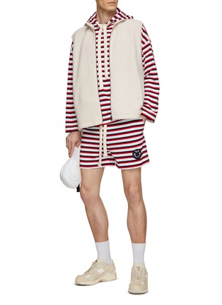 Figure View - Click To Enlarge - JOSHUA’S - Striped Marine Smile Cotton Shorts