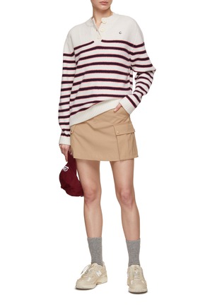 Figure View - Click To Enlarge - CLOVE - Henry Neck Stripe Knit Top