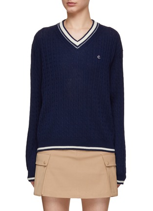Main View - Click To Enlarge - CLOVE - V-Neck Cable Knit Sweater
