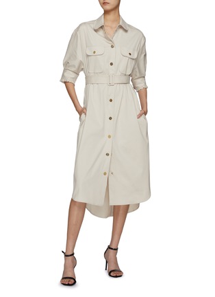 Figure View - Click To Enlarge - PRUNE GOLDSCHMIDT - Puff Sleeve Button Up Dress