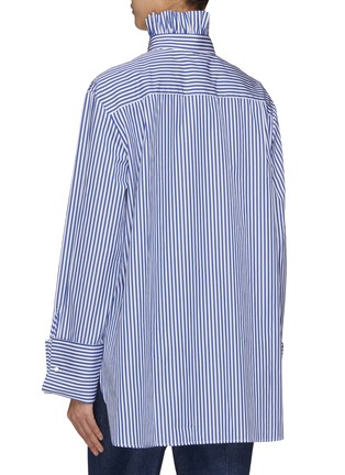 Back View - Click To Enlarge - PRUNE GOLDSCHMIDT - Ruffle Collar Striped Cotton Shirt