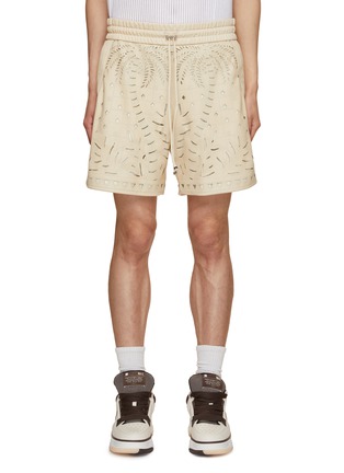 Main View - Click To Enlarge - AMIRI - Palm Tree Cutout Leather Shorts