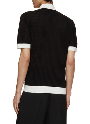 Back View - Click To Enlarge - AMIRI - Waffle Stitch Stacked Logo Contrasting Polo