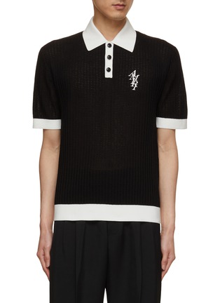 Main View - Click To Enlarge - AMIRI - Waffle Stitch Stacked Logo Contrasting Polo