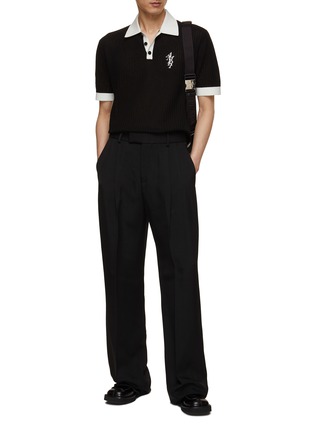 Figure View - Click To Enlarge - AMIRI - Waffle Stitch Stacked Logo Contrasting Polo