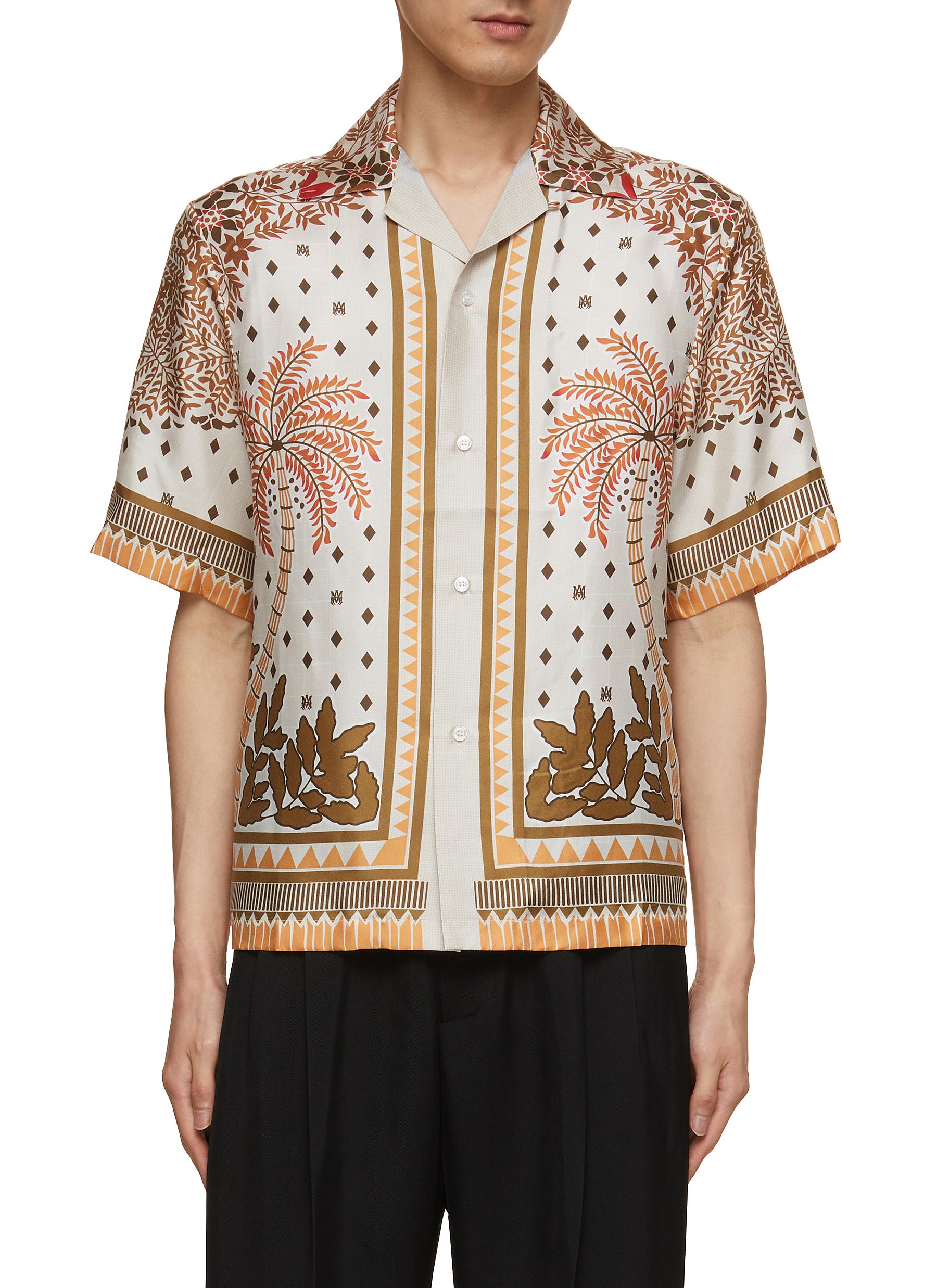 Palm Tree Silk Bowling Shirt