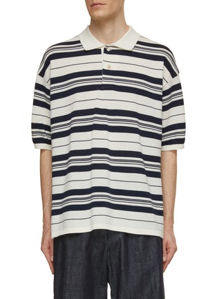 Main View - Click To Enlarge - NANAMICA - Oversized Striped Polo Sweater