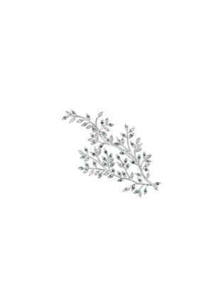 Main View - Click To Enlarge - CENTAURI LUCY - Neo-Romantic Mistletoe Leaf 18K White Gold Diamond Tsavorite Brooch