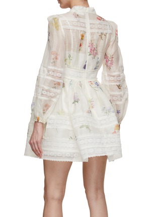 Back View - Click To Enlarge - ZIMMERMANN - V-Neck Lace Mini Dress
