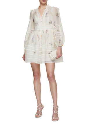 Figure View - Click To Enlarge - ZIMMERMANN - V-Neck Lace Mini Dress
