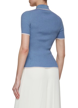Back View - Click To Enlarge - ZIMMERMANN - Short Sleeve Metallic Polo Knit Top