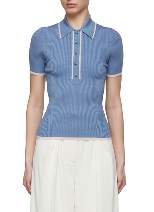 Main View - Click To Enlarge - ZIMMERMANN - Short Sleeve Metallic Polo Knit Top