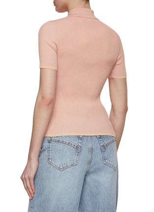 Back View - Click To Enlarge - ZIMMERMANN - Short Sleeve Metallic Polo Knit Top