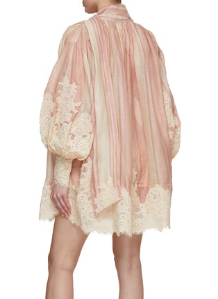 Back View - Click To Enlarge - ZIMMERMANN - Lace Edge Tie Neck Mini Dress