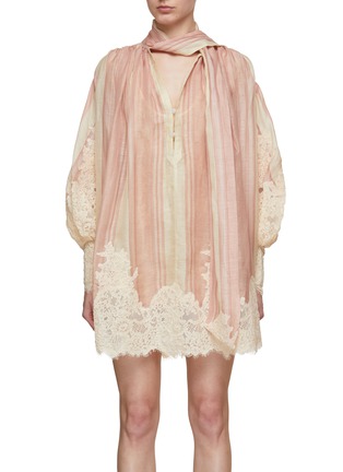 Main View - Click To Enlarge - ZIMMERMANN - Lace Edge Tie Neck Mini Dress