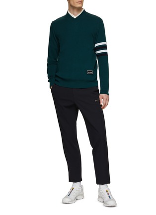 Figure View - Click To Enlarge - SOUTHCAPE - V-Neck Logo Knit Sweater