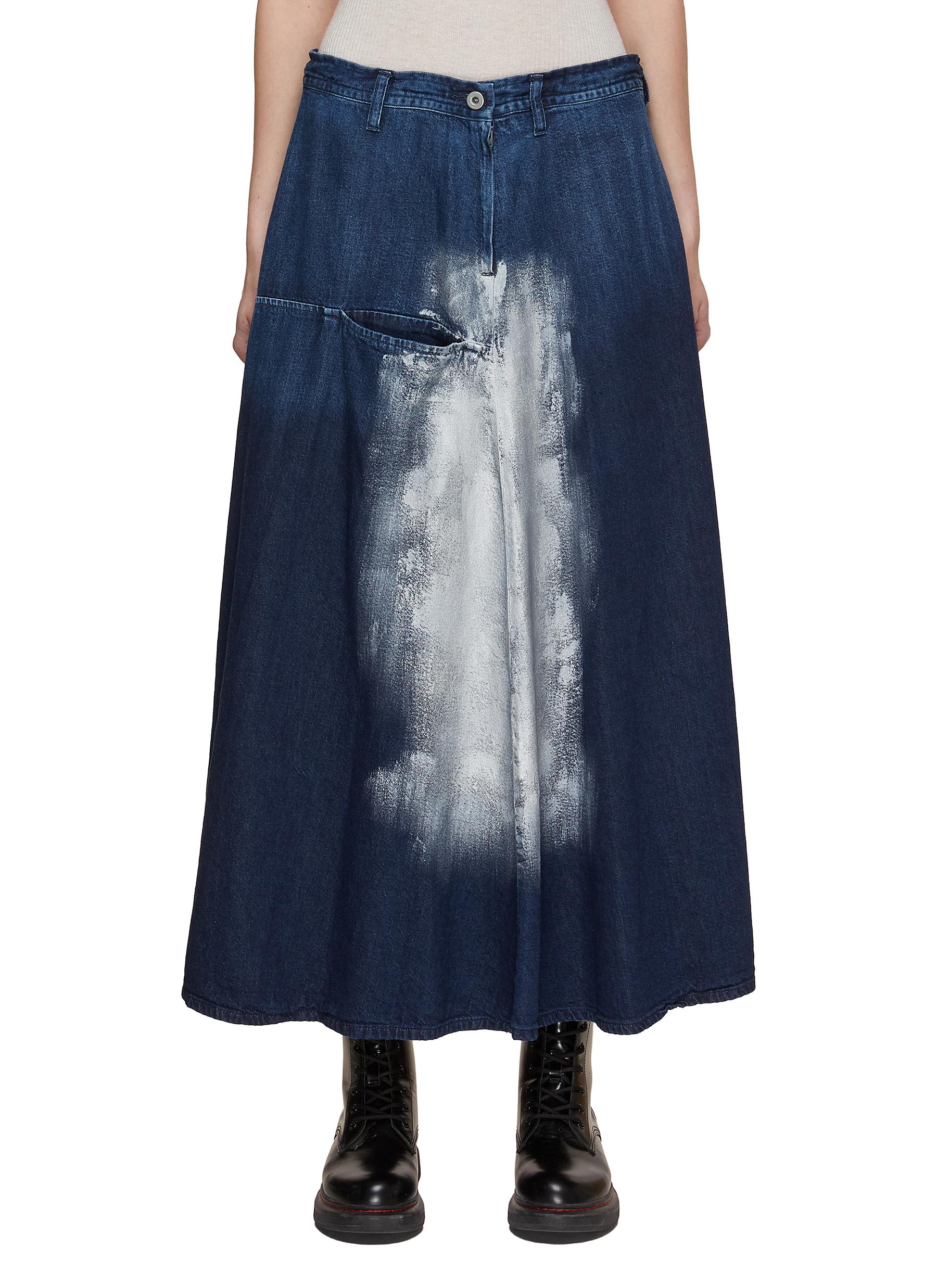 Victoria Beckham FIT & FLARE PATCHED SKIRT - Denim skirt - vintage wash  mid/light-blue denim - Zalando.co.uk