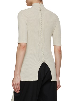 Back View - Click To Enlarge - Y'S - Lace Up Half Sleeve Turtleneck Top