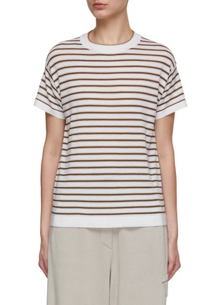 Main View - Click To Enlarge - BRUNELLO CUCINELLI - Stripe Wool Cashmere Knit Top