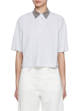 Main View - Click To Enlarge - BRUNELLO CUCINELLI - Full Monili Collar Cotton Piqué Polo Shirt