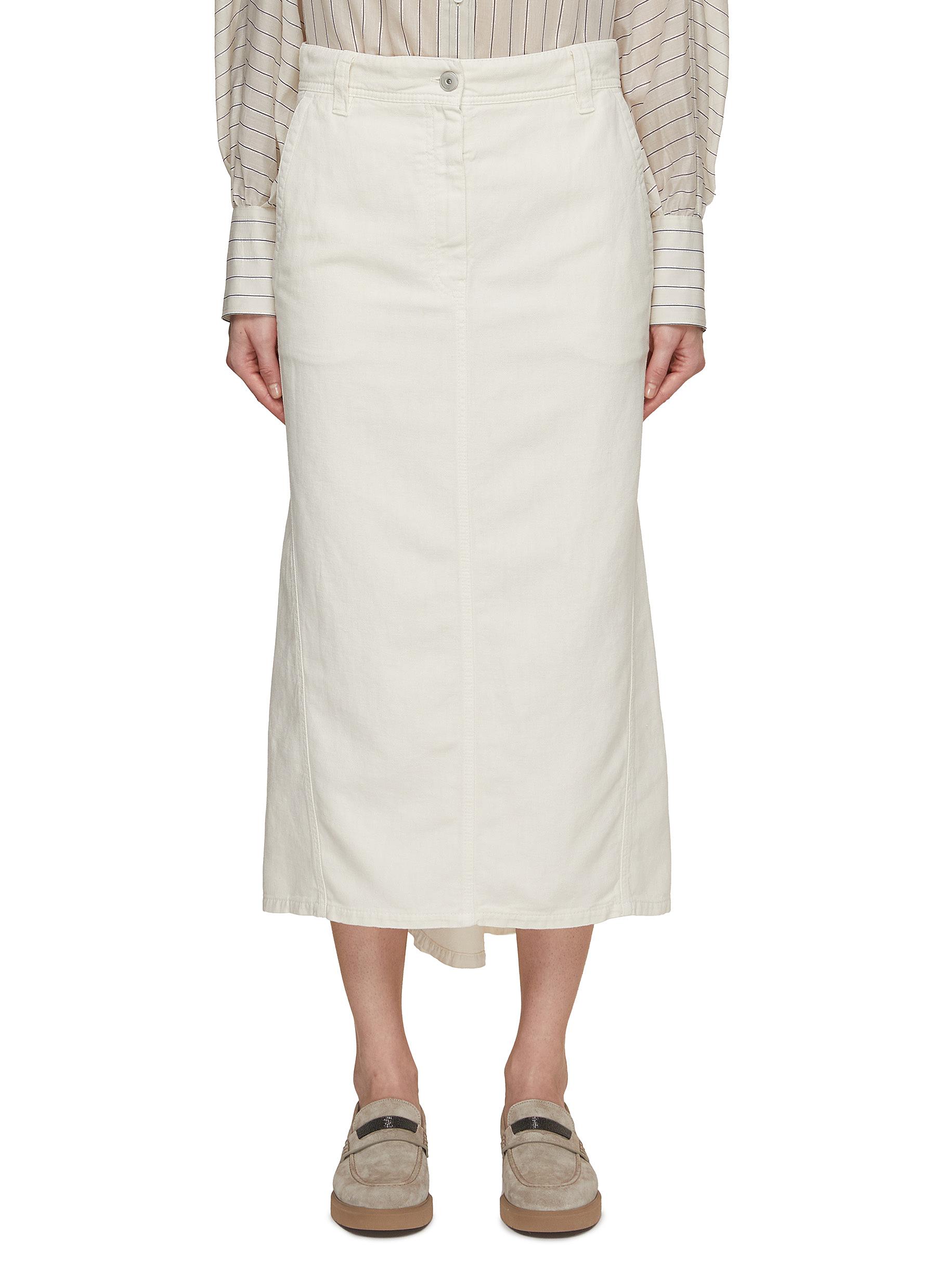 Cotton Linen Midi Skirt