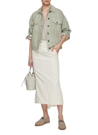 Figure View - Click To Enlarge - BRUNELLO CUCINELLI - Cotton Linen Midi Skirt
