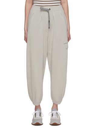 Main View - Click To Enlarge - BRUNELLO CUCINELLI - Monili Embellished Cotton Jogger Pants