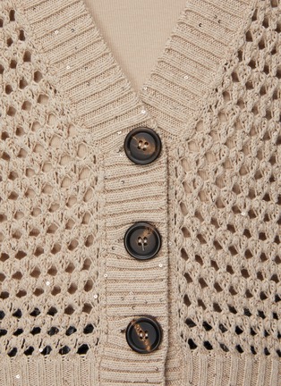 Brunello Cucinelli sequin-detail open-knit cardigan - Neutrals