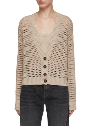 Main View - Click To Enlarge - BRUNELLO CUCINELLI - Sequin Net Knitted Cardigan