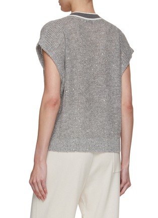 Back View - Click To Enlarge - BRUNELLO CUCINELLI - Contrast Trim Sequin Knitted Top