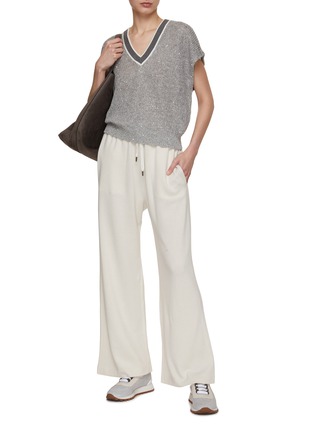 Figure View - Click To Enlarge - BRUNELLO CUCINELLI - Contrast Trim Sequin Knitted Top
