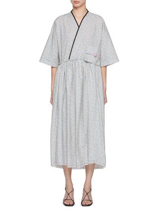 Main View - Click To Enlarge - NACKIYÉ - Oversized Cross Front Pocket Cotton Dress