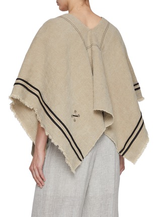 Back View - Click To Enlarge - NACKIYÉ - Fringe Detail Short Linen Poncho