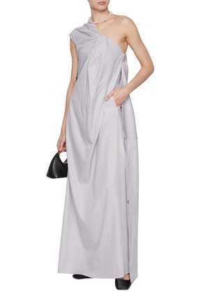 Figure View - Click To Enlarge - NACKIYÉ - Wild Thing Draped Shoulder Asymmetric Cotton Gown