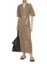 Figure View - Click To Enlarge - BRUNELLO CUCINELLI - Belted Gauze Net Polo Dress
