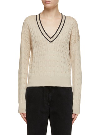 Main View - Click To Enlarge - BRUNELLO CUCINELLI - Cable Knit Cotton Sweater