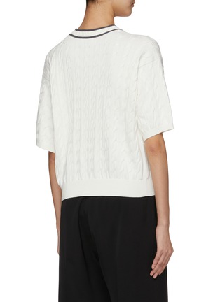 Back View - Click To Enlarge - BRUNELLO CUCINELLI - Contrast Trim Cable Knitted Cardigan