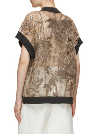 Back View - Click To Enlarge - BRUNELLO CUCINELLI - Floral Embroidery Cotton Gauze Cardigan