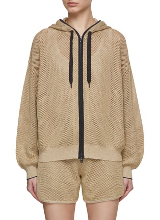 Main View - Click To Enlarge - BRUNELLO CUCINELLI - Drawstring Hood Knited Jacket