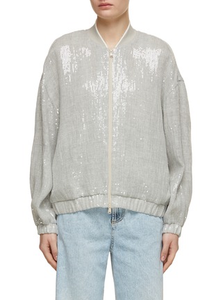 Main View - Click To Enlarge - BRUNELLO CUCINELLI - Allover Sequin Embellished Bomber Jacket